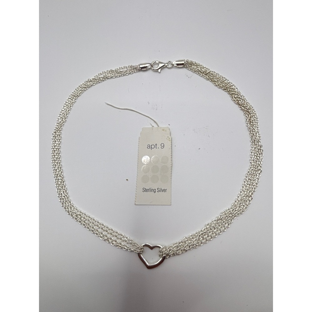 Apt. 9‎ Sterling Silver 925 Italy Multi Strand Open Heart Necklace 16 Inch